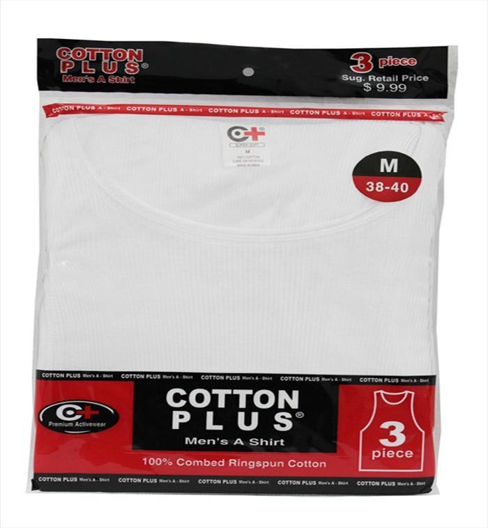 Cotton Plus A-Shirts - White, 4Xl, 3 Pack