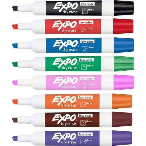 Dry-Erase Markers - 8 Intense Colors, Chisel Tip
