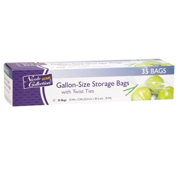 Gallon - Food Storage Bags With Ties - 35-Packs - Nicole Home Collection