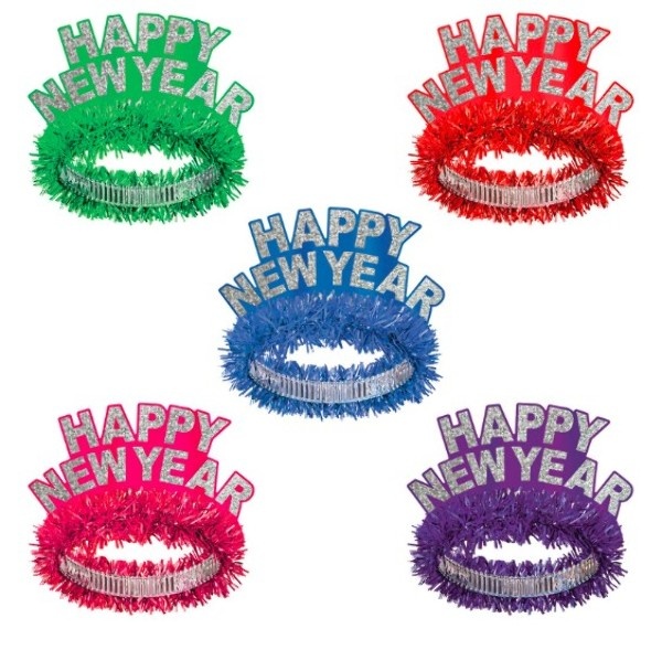Happy New Year Regal Tiaras - Assorted Colors, Fringe
