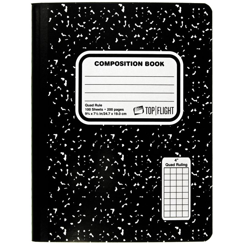 Marbled Composition Books - Quad-Ruled, 100 Sheets, Black