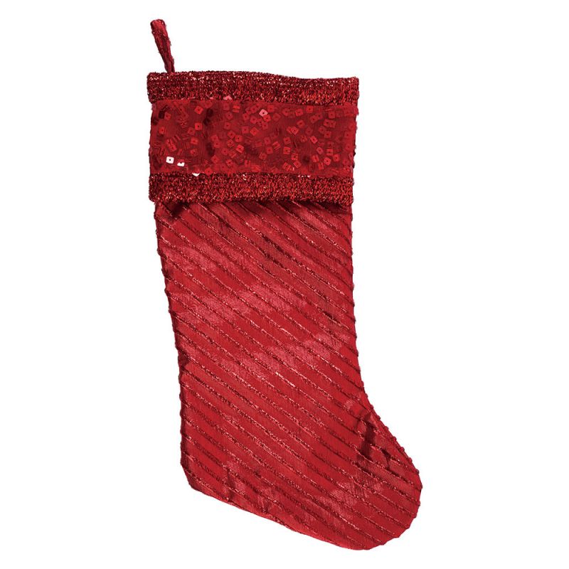 Christmas Red Metallic Stocking With Sequins