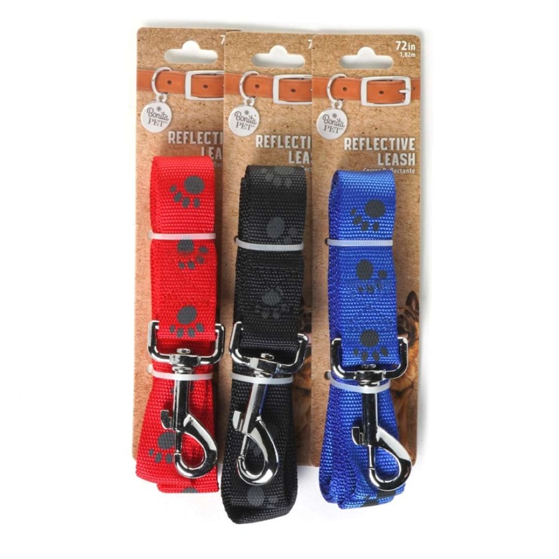 Dog Leashes - Assorted Colors, Reflective, 72"