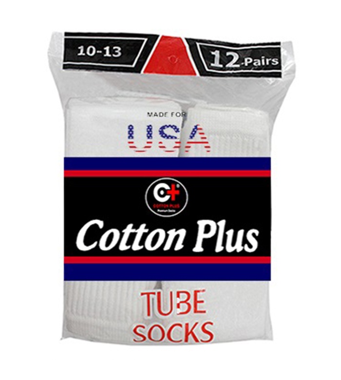 Men's Tube Socks - White, Size 10-13