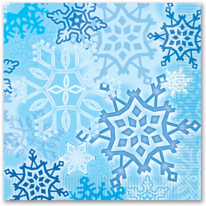 Snowflake Beverage Napkins - 2-Ply, 16 Pack, Blue