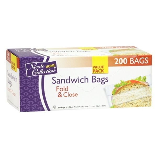 Sandwich - Fold Close Bags - 200-Packs - Nicole Home Collection