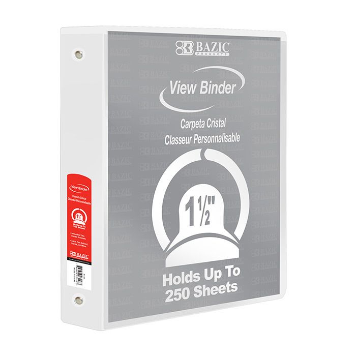 1.5" 3-Ring View Binders - White, 2 Pockets