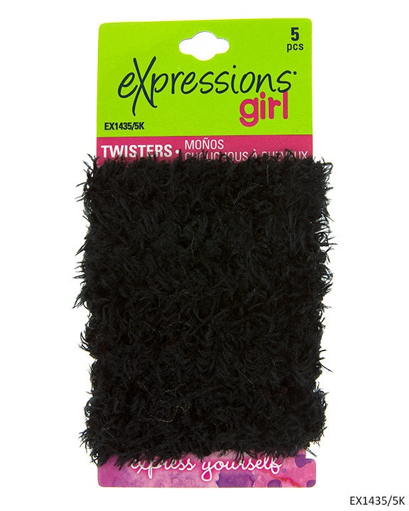 Expressions Furry Scrunchies - 5 Pack, Black