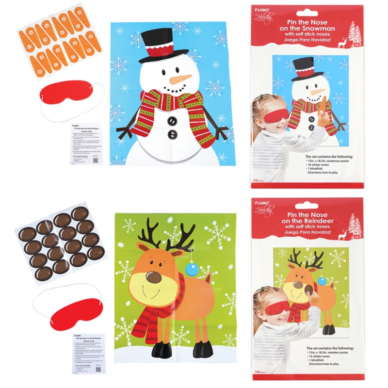 Pin The Nose On The Snowman/Reindeer - 15" X 18.5"
