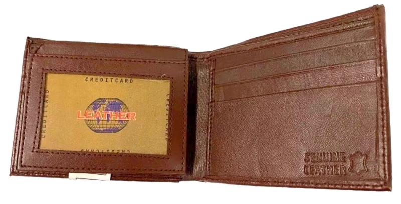 Men's Bi-Fold Wallet Genuine Leather - Brown