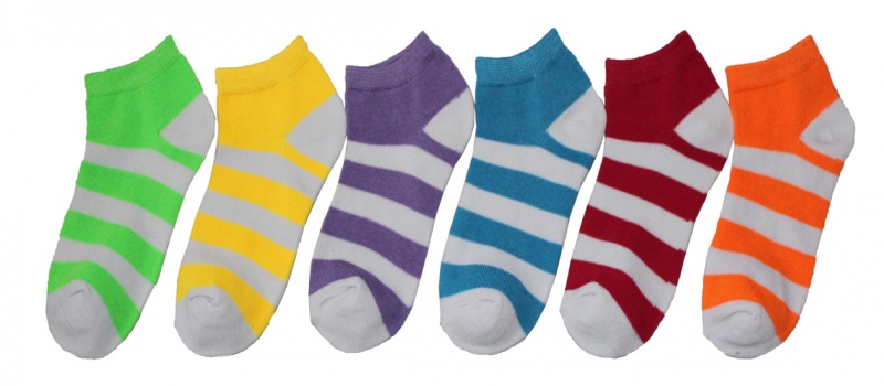 Children's Low Cut Novelty Socks - Striped Print - Size 6-8