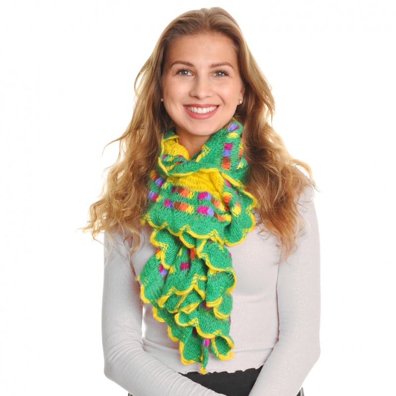 Angelina Knit Ruffle Rainbow Stripe Scarves - Assorted Colors