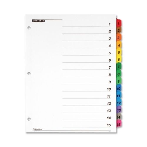 Index Dividers - 15 Numbered Tabs, Color Coded