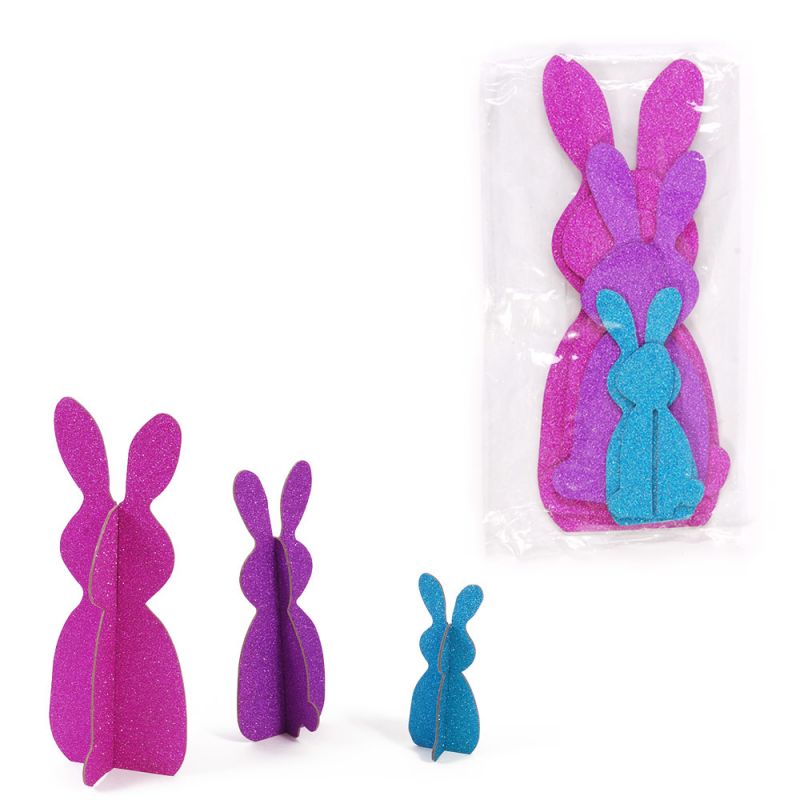 Easter Glitter Bunny Tabletop Decorations - 3 Count