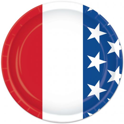 Patriotic Plates - Stars Stripes, 7", 8 Pk