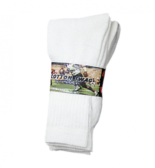 Adult Irregular Crew Socks - White with Grey Heel & Toe, 3 Pack