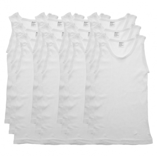 Boys' Ribbed Cotton Tank Tops - White