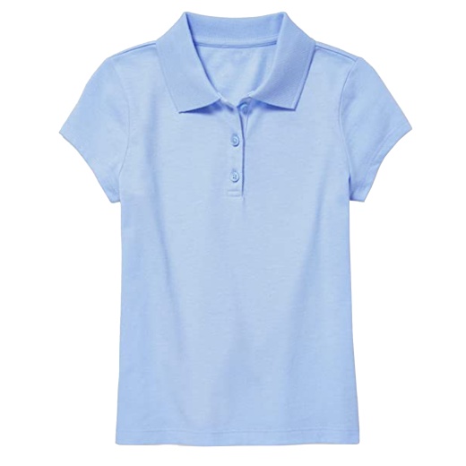 Girls' Uniform Polos - Light Blue, 2XL, Short Sleeve