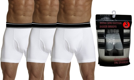 Men's Cotton Knit Boxer Briefs - White, XL, 3 Pack