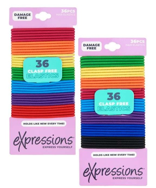 Hair Elastics - Assorted Colors, 36 Pieces