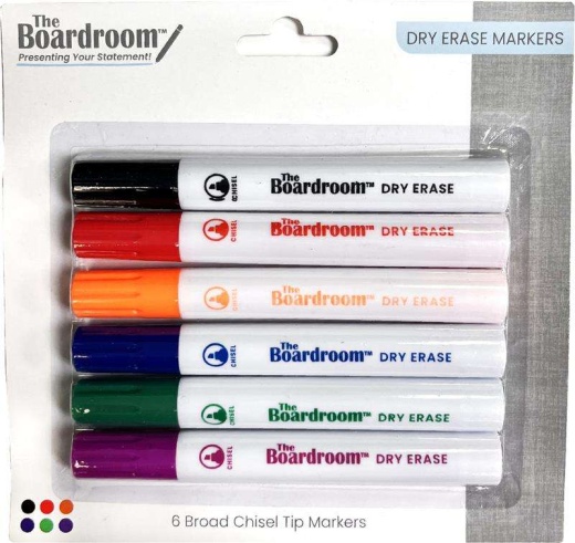 Dry Erase Markers - 6 Assorted Colors for Whiteboards