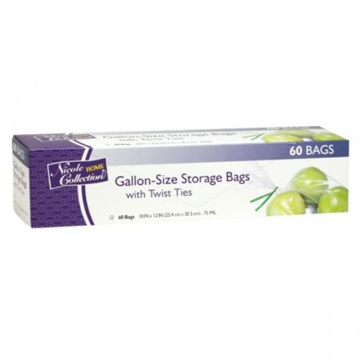Gallon Storage Bags with Twist Ties - 60 Count Kosher Certified