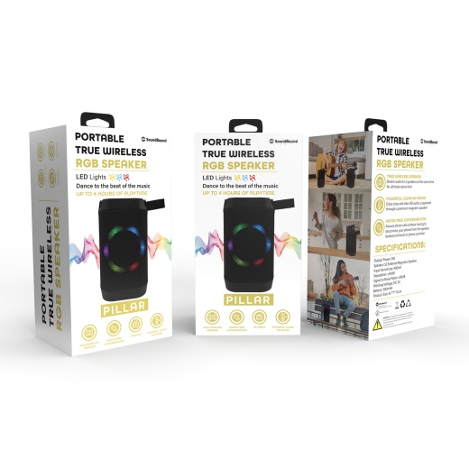 Portable Bluetooth Speakers with RGB Lighting - Black