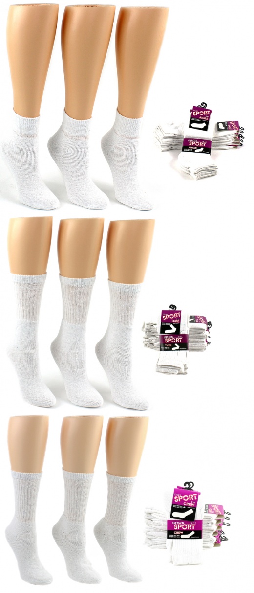 Women's Sock Combos - White, Size 9-11