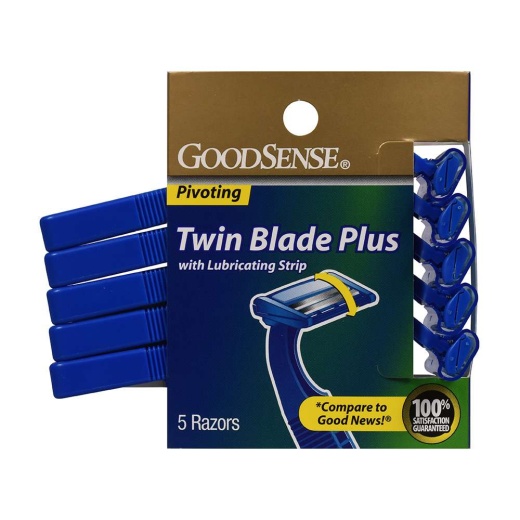 Twin-Blade Pivoting Razors with Lubricating Strip, 5-Pack