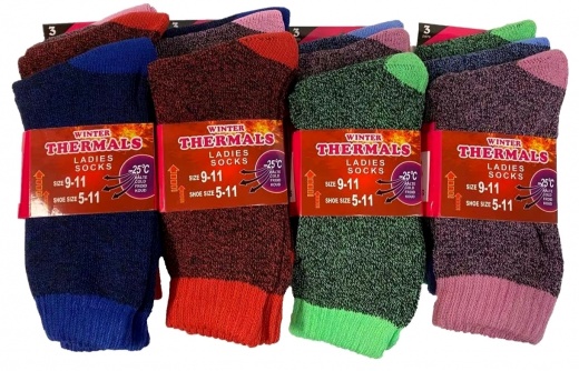 Ladies' Winter Thermal Socks - Assorted, Sizes 9-11