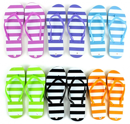 Women's Flip Flops - Assorted Stripes, S-Xl