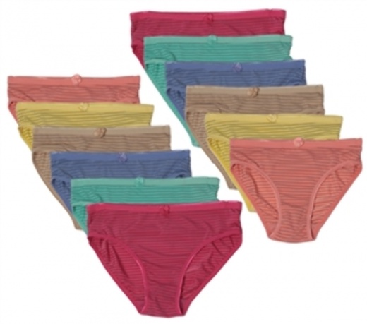 Women's Nylon/Spandex Panties - Assorted Stripes, Sizes 8-10