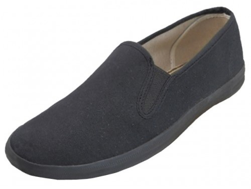 Women's Slip-On Canvas Shoes - Black, Size 6-11