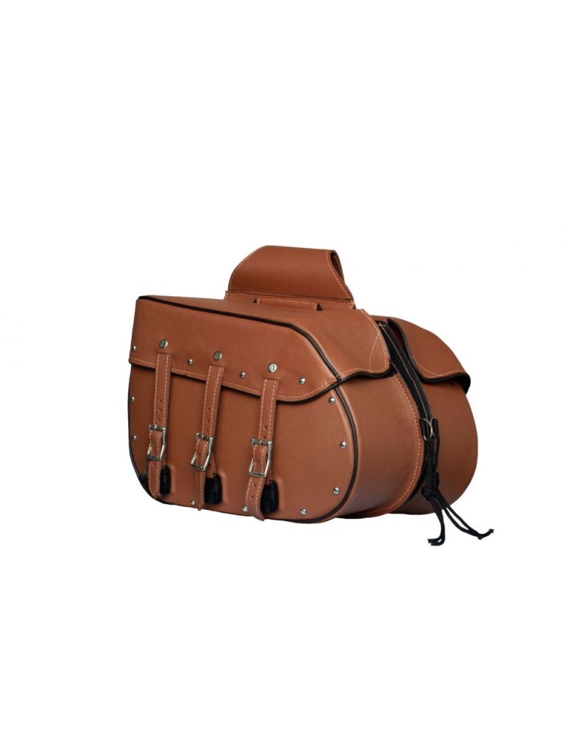 Genuine Premium Naked Brown Leather Concealed Carry Motorcycle Saddlebag