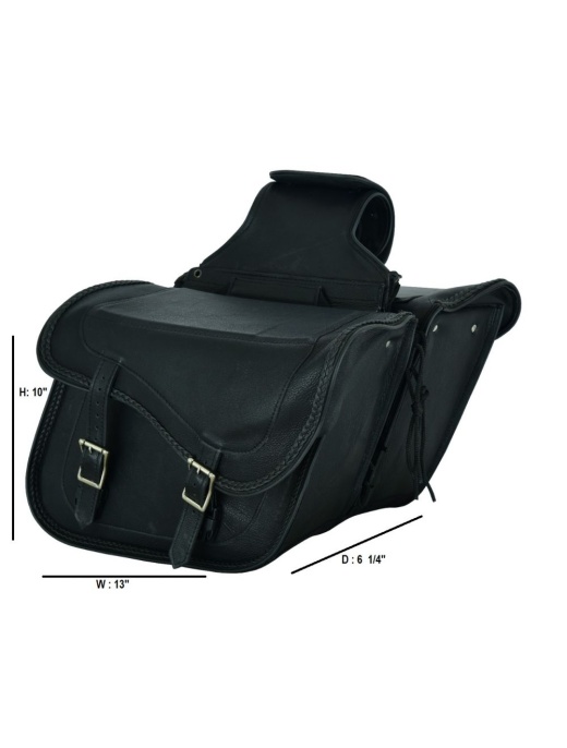 Leather Motorcycle Saddlebag Plain No-Stud Slant