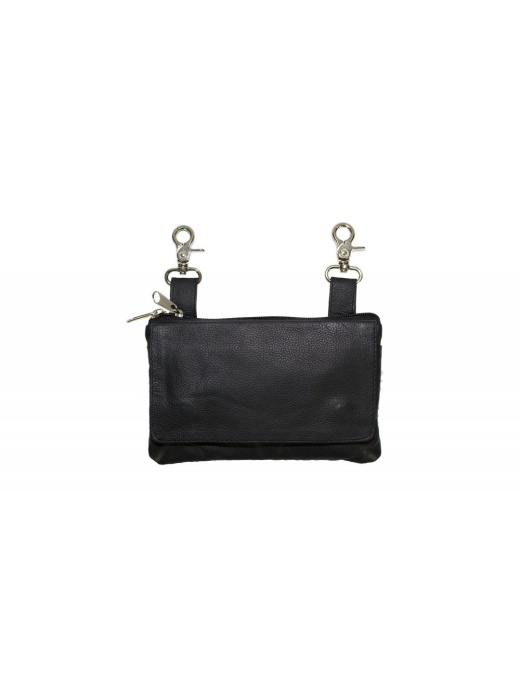 Black Naked Cowhide Leather Belt Bag