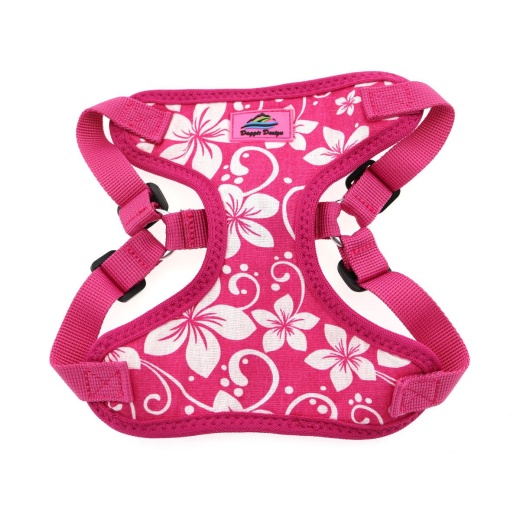 Wrap And Snap Choke Free Dog Harness By Doggie Design - Pink Hibiscus