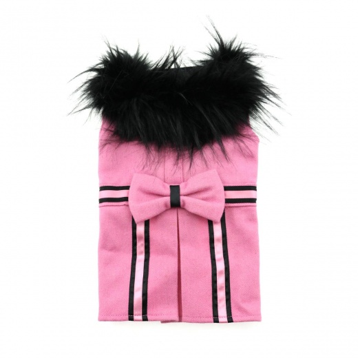 Wool Fur-Trimmed Dog Harness Coat - Pink X-Small