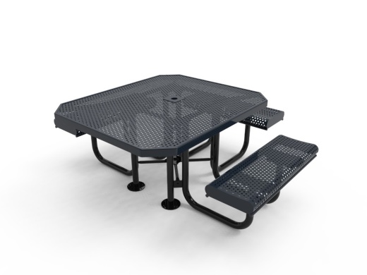 46" Octagon Ada Table 3 Seat Punched Steel With Rolled Edges - Portable