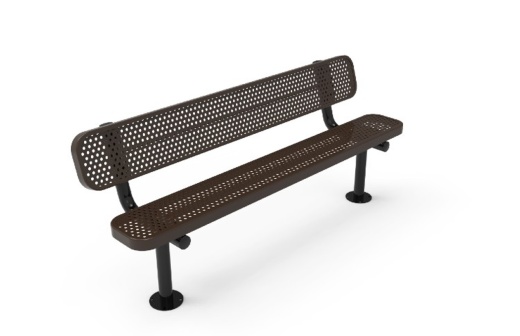 8' Bench Punched Steel W/Back - Surface Mount