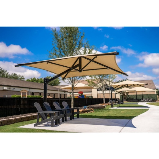 14' X 14'X 8' High Inground Square Cantilever Umbrella Shade With Glide