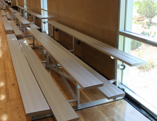 Spectator Tip N' Roll 15' Bleacher - 3 Row - Single Foot Plank