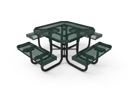 46" Octagon Expanded Metal Table With Rolled Edges - Portable