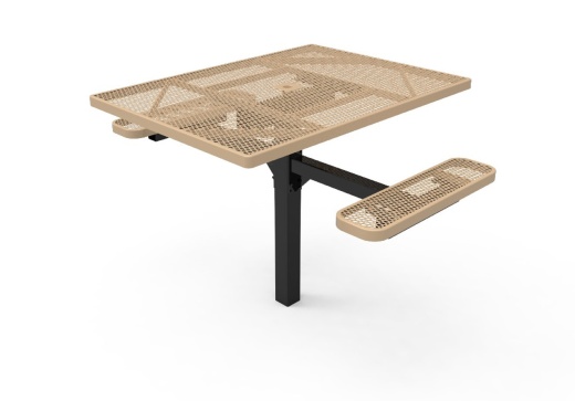 46" Square Ada 2 Seat Pedestal Table Expanded Metal - Inground Mount