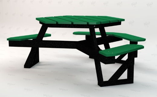 3 Seat Hexagonal Ada Recycled Plastic Picnic Table - Portable