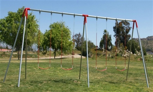 4 Seat Heavy Duty Tripod Swing Set With Strap Seats - 8' High