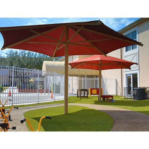 14' X 14'X 8' High Inground Hexagon Umbrella Shade With Glide