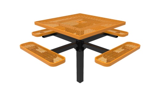 46" Square Pedestal Table Expanded Metal - Inground Mount