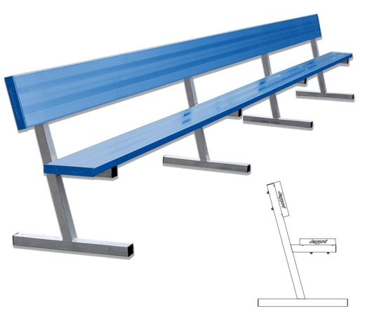 Player Bench With Seat Back - 21 Ft. - Portable (Powder Coated)