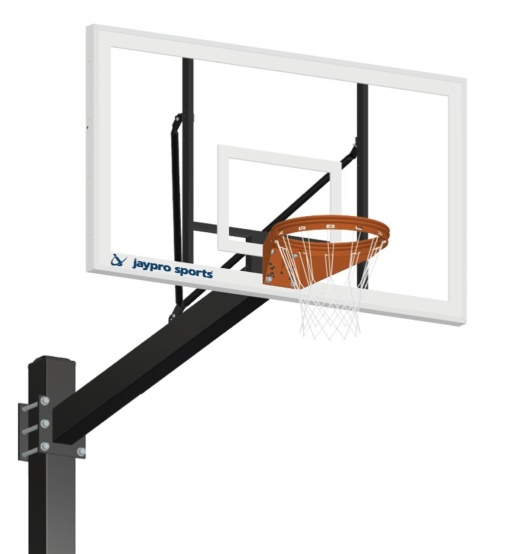 Basketball System - Titan (Powder Coated) Black (6 In. X 6 In. Pole With 6 Ft. Offset) - 72 In. Acrylic Backboard - Playground Breakaway Goal